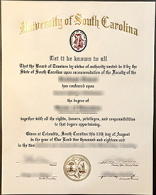 University of South Carolina diploma certificate