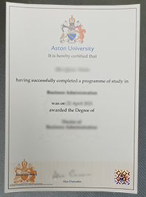 Aston University degree certificate