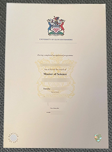 University of Gloucestershire degree certificate