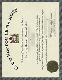 Cape Breton University diploma certificate