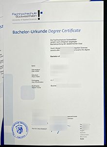 Fachhochschule Südwestfalen Urkunde sample