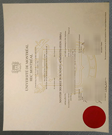 Université de Montréal HEC Montréal MBA degree certificate