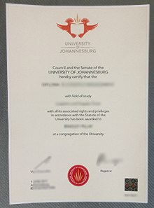 University of Johannesburg degree certificate