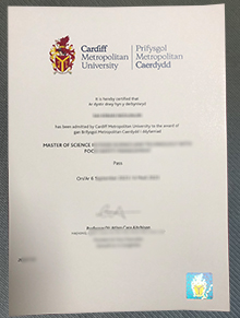 Cardiff Metropolitan University Degree certificate