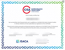 CISA certificate sample