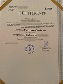 Corvinus University of Budapest degree sample