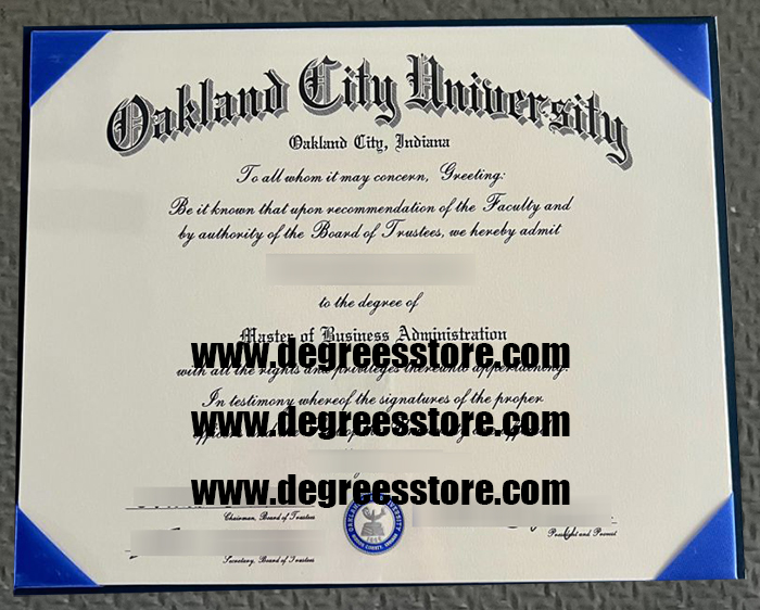 Oakland City University (OCU) diploma