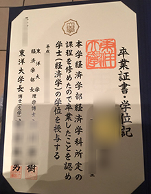 Toyo University diploma sample