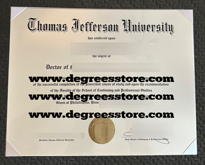 Thomas Jefferson University degree certificate